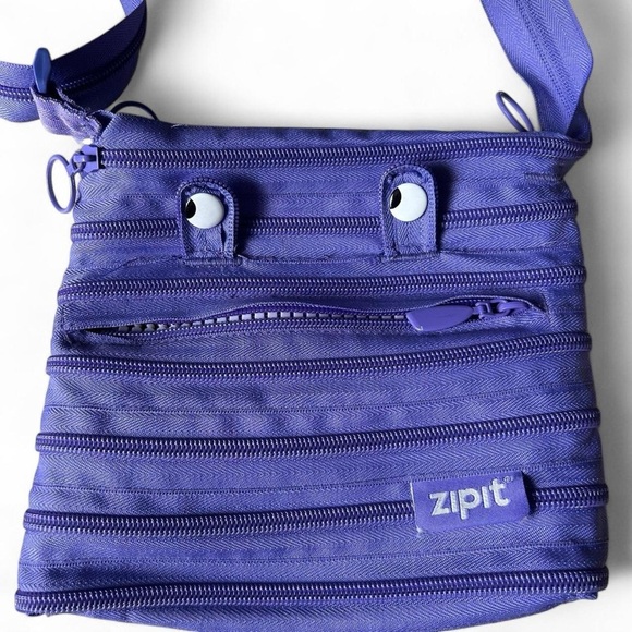 ZIPIT Purple Monster Face Crossbody Bag – Fun & Functional Zipper Purse - Picture 3 of 7